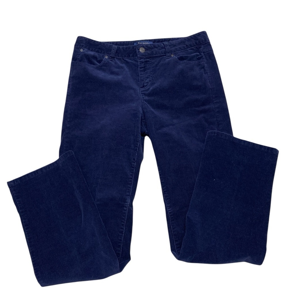 Talbots 10P Dark Blue Curvy Corduroy Straight Leg Pants.